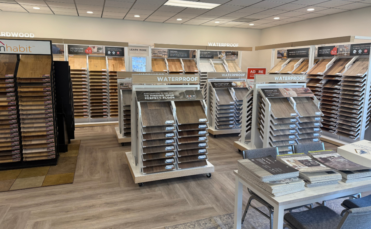 showroom picture of samples, waterproof flooring