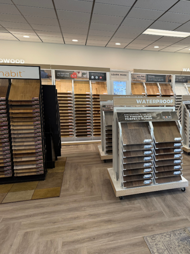 showroom picture of samples, waterproof flooring